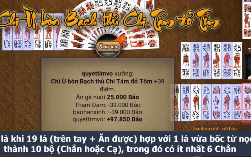 người chơi đang đánh bài chắn