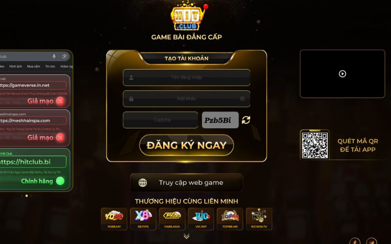 giao diện đăng ký hitclub nhanh