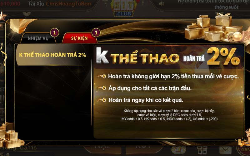 Khuyến mãi hoàn trả thể thao HitClub
