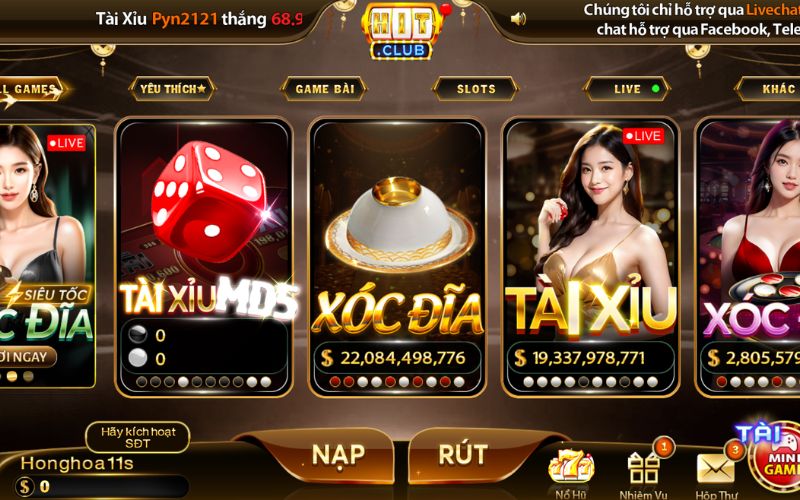 Sảnh game HitClub tài xỉu xóc đĩa