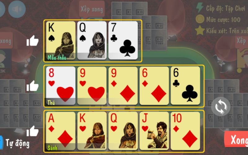 xếp bài mậu binh đúng chiến thuật