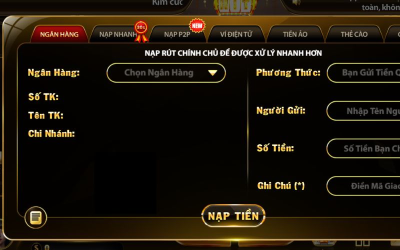 giao diện nạp tiền hitclub nhanh chóng