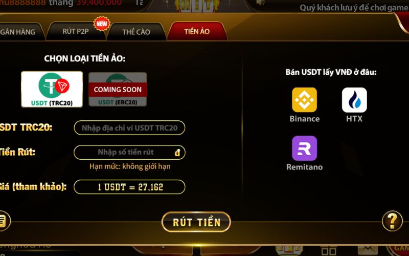 người chơi rút tiền hitclub về ngân hàng